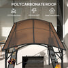 8' x 5' Hardtop Grill Gazebo, Outdoor BBQ Gazebo with PC Board Roof, BBQ Canopy Gazebo with 2 Side Shelves and 10 Hooks