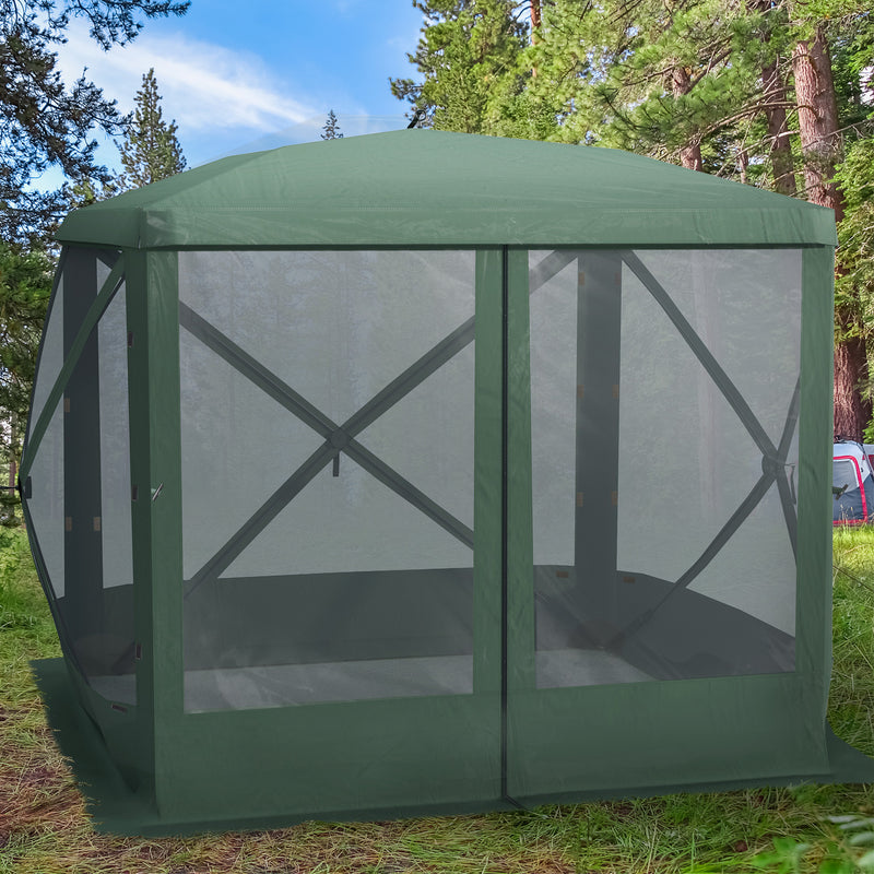 Pop-Up Tent, Foldable Screen Tent with Carry Bag, Zippered Door and Ground Stakes, Fits 3-4 People, Green