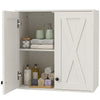 Modern Medicine Cabinet Wall Mounted, Bathroom Wall Cabinet with 2 Doors and Adjustable Shelf, White
