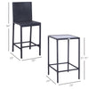 3 Piece Patio Bar Set Wicker Rattan Garden Bistro Set Barstool and Table for Patio Backyard Balcony Poolside, Black
