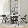 Set of 4 Metal Foldable Chairs, PU Leather Padded Folding Chairs with Cushion Seat and Open Back for Indoor, Black