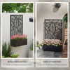 Metal Outdoor Raised Garden Bed with Privacy Screen, Privacy Panel and Planter Box, Wall-Mounted or Freestanding, Black
