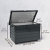 78 Gallon Garden Storage Box, Waterproof Outdoor Storage Container with Wheels and Handles, Dark Grey