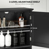 Modern Over The Toilet Storage, Bathroom Cabinets Over Toilet with Open Shelves and Double Door Cabinet, Black