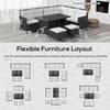 6pcs Outdoor Rattan Sofa Set Garden Wicker Sectional Couch Furniture Set with Dining Table and Chair White