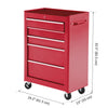 5-Drawer Rolling Tool Cabinet on Wheels, Lockable Tool Chest, Tool Organizer for Garage, Factory and Workshop