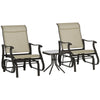 3PCs Gliding Rocking Chair & Bistro Tea Table Set, Mixed Grey