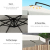 11 FT Cantilever Patio Umbrella Offset Parasol with Cross Base and 8 Ribs for Garden, Cream White