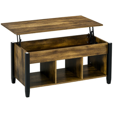 Lift Top Coffee Table, Modern Center Table with Storage Shelves and Hidden Compartment for Living Room, 41