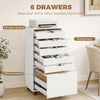 File Cabinet on Wheels Mobile Printer Stand with 5 Drawers for Home Office White