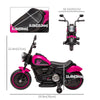 6V Kids Motorcycle with Training Wheels, Foot Pedal, Headlight, Music, Forward/Reverse, Single-Button Start, Pink