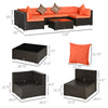 7 Pieces Patio Furniture Set, Rattan Conversation Set Garden Wicker Sofa Set with Washable Cushions and Coffee Table, for Deck Balcony Yard, Orange