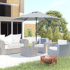 Patio Sun Umbrella, Outdoor Parasol with 6 Ribs, Light Grey