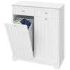 Laundry Cabinet with 2 Removable Laundry Bags, Tilt-Out Laundry Hamper with 2 Drawers, White