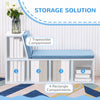 Multi-Purpose Bookshelf with 5 Cubes, 5-Cubby Bookcase with Cushioned Reading Nook and Storage Shelves, Blue