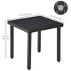 Outdoor Side Table, Patio End Table with Umbrella Hole, Small Coffee Table with Steel Frame for Balcony, Black