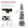 7ft Pencil Flocked Artificial Christmas Tree with 800 Branch Tips, Auto Open and Steel Base, Green