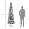 7.5ft Flocked Christmas Tree, Pencil Christmas Tree with Realistic Branch Tips, Folding Metal Stand, Black