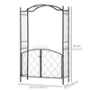 7FT Metal Garden Arch with Gate Climbing Planter Frame Backyard Decor for Vines Morning Glory Black