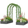 Metal Raised Garden Bed with Trellis, Galvanized Garden Bed Kit Outdoor Garden Box with Trellis, Dark Grey