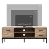 Meuble télé pour téléviseur jusqu'à 50 pouces, Armoire télé avec porte, rangement ouvert et tiroirs, Table télé avec pattes en acier, Café