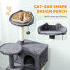 63 Inch Cat Tree with Sisal Scratching Posts, Condos, Plush Perches, Hammock, Ladder, Dangling Balls, Dark Grey