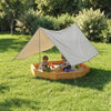Qaba Wooden Kids Wooden Sandbox with Large Canopy, Outdoor Sand Box with 4 Bench Seats, Bottom Liner for Aged 3-8, Yellow
