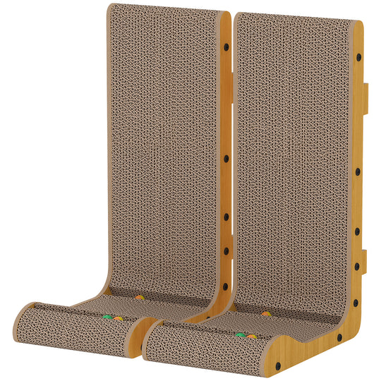 2PCS Cat Scratching Board L Shape Cat Scratcher Cat Scratching Pad with 3 Toy Balls, Catnip