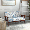 Compact Loveseat Sofa Couch Linen Fabric Double Seat Sofa with Rubber Wood Legs
