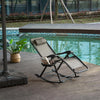 2 in 1 Adjustable Zero Gravity Reclining Lounge Chair Garden Recliner and Rocker Foldable Sun Lounger Napping Seat w/ Headrest & Tray Grey