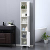 Tall Bathroom Storage Cabinet with Mirror, Freestanding Narrow Linen Tower Cabinet with Adjustable Shelves for Bathroom, White