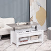 Lift Top Coffee Table with Hidden Storage Compartment and Open Shelves, Lift Tabletop Pop-Up Center Table for Living Room