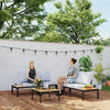 4 Piece L Shaped Garden Furniture Set, 4 Seater Outdoor Corner Garden Set, 2 Loveseats, 2 Coffee Tables, Teak