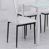 High Back Dining Chairs, Modern Upholstered Linen Fabric Accent Chairs with Metal Legs for Kitchen, Set of 4, White