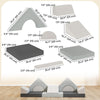 Qaba 12 PCS Modular Kids Play Couch, Child Sectional Sofa for Toddlers, Convertible Foam and Floor Cushion, Grey