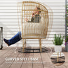 Oversized Rocking Chair, Indoor Outdoor Egg Chair w/ Thickened Cushions, Wicker Patio Lounger for Porch, Balcony, Beige