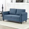 Vintage Loveseat, Upholstered Love Seat Furniture, Chenille-feel Fabric 2 Seater Sofa Couch with Rolled Arms, Gourd-Shaped Rubber Wood Legs for Living Room, Dark Blue