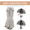 15' Outdoor Patio Umbrella with Twin Canopy Sunshade Steel Table Umbrella w/ Lift Crank, Cross base, Sandbag, Light Grey