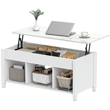 Lift Top Coffee Table, Modern Center Table with Storage Shelves and Hidden Compartment for Living Room, 41