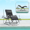 Padded Folding Recliner Chair, Patio Lounger with Cupholder, Adjustable Backrest, Removable Cushion, Black