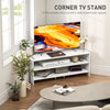 Corner TV Stand, Modern TV Table with 2 Open Shelves for 47 Inch TV, Entertainment Center for Living Room, Black