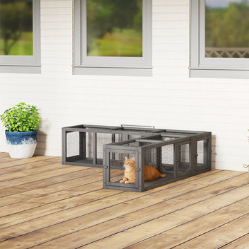 Cat Tunnel, Outdoor Cat Enclosure with Combinable Design, 8 Doors, 98