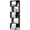 5-Tier Geometric Bookshelf, S Shaped Bookcase, Modern Freestanding Display Shelf Unit for Home Office, Black