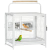 Bird Travel Carrier Cage for Parrots Conures African Grey Cockatiel Parakeets with Stand Perch, Stainless Steel Bowls, Pull Out Tray, Black