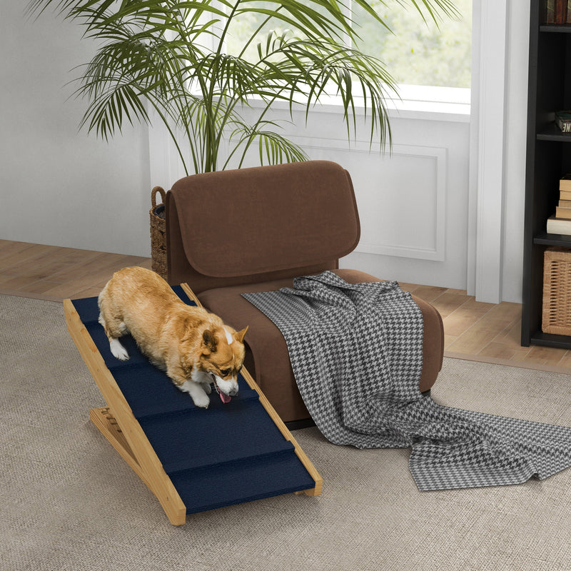 Adjustable Dog Stairs Foldable Dog Steps with Non-slip Mat for Small to Large Dogs for High Bed Sofa Couch