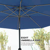 10' x 8' Round Market Umbrella, Patio Umbrella with Crank Handle and Tilt, Outdoor Parasol for Garden, Bench, Lawn, Blue