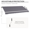 12' x 10' Manual Retractable Awning Outdoor Sunshade Shelter with Adjustable & Versatile Design, Dark Grey