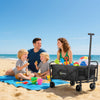 Collapsible Folding Garden Cart, Heavy Duty Lawn Wagon with Universal Wheels and Adjustable Handle, Black