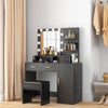 Illuminated Dressing Table Set, LED Vanity Table Set with Stool, LED Mirror, Drawer and Cabinet Shelves for Bedroom