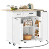 Kitchen Island on Wheels with Wood Drop Leaf, Charging Station, Rolling Kitchen Cart with Adjustable Shelf